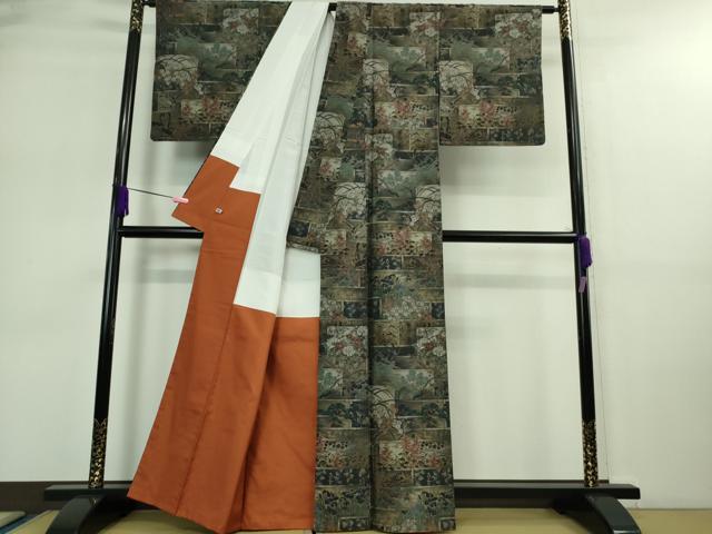 平和屋本店■極上 白泥染の第一人者・絣の魔術師 恵積五郎 本場大島紬 恵大島織物謹製 飛鶴吉祥花文 さが美扱い 証紙付き 逸品 DZAA9157kh5
