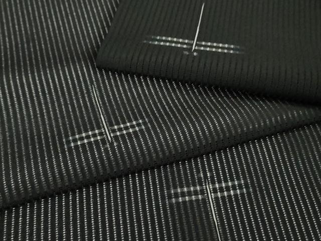 平和屋着物＊極上 夏物 絽芭蕉 小紋 縦絽 蜻蛉 トンボ 黒地 逸品 DZAA9160kh5