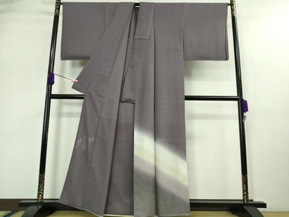 平和屋着物▽極上 松尾光琳 訪問着 無双 絽袷 絽×絽 銀花 竜胆色地 暈し染め 銀彩 逸品 未使用 DZAA9161kh5
