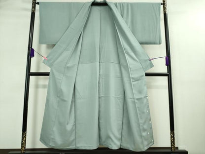 平和屋着物▽極上 松尾光琳 色無地 無双 絽袷 絽×絽 絽縮緬 銀花 秘色色 逸品 未使用 DZAA9162kh5