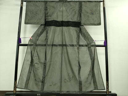 平和屋着物▽極上 訪問着 無双 紗袷 紗×紗 手描き 蟹 カニ 黒地 逸品 未使用 DZAA9163kh5