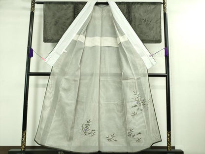 平和屋着物▽極上 訪問着 無双 紗袷 紗×紗 手描き 蟹 カニ 黒地 逸品 未使用 DZAA9163kh5
