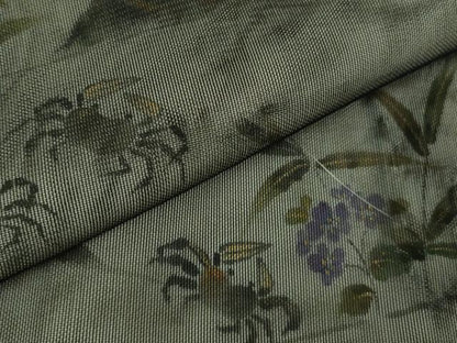 平和屋着物▽極上 訪問着 無双 紗袷 紗×紗 手描き 蟹 カニ 黒地 逸品 未使用 DZAA9163kh5