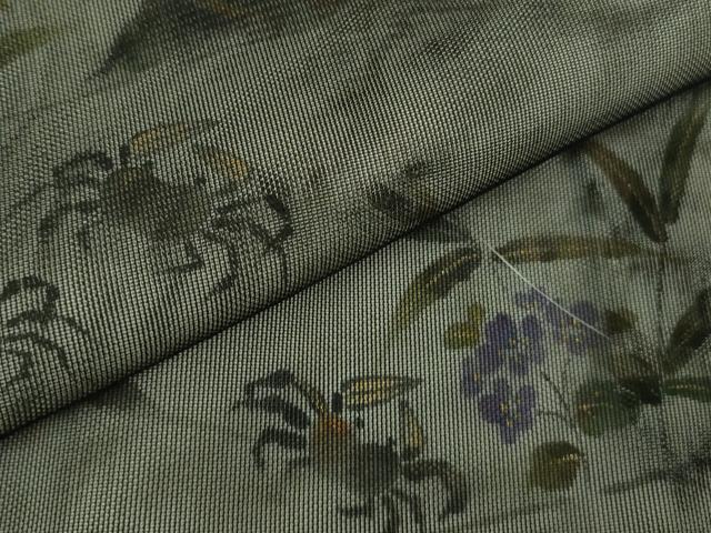 平和屋着物▽極上 訪問着 無双 紗袷 紗×紗 手描き 蟹 カニ 黒地 逸品 未使用 DZAA9163kh5