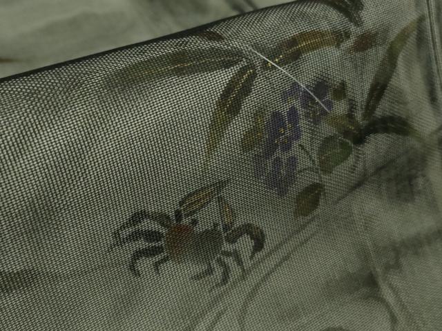 平和屋着物▽極上 訪問着 無双 紗袷 紗×紗 手描き 蟹 カニ 黒地 逸品 未使用 DZAA9163kh5