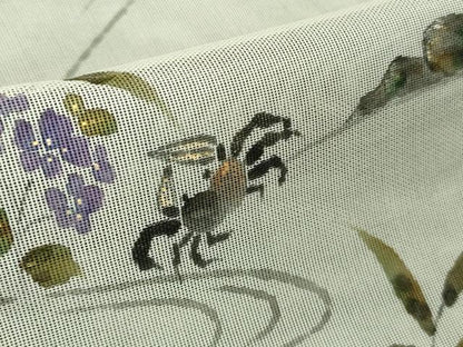 平和屋着物▽極上 訪問着 無双 紗袷 紗×紗 手描き 蟹 カニ 黒地 逸品 未使用 DZAA9163kh5