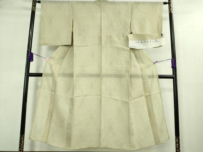 平和屋着物＊極上 夏物 本場小千谷ちぢみ 麻 小花網目文 反端付き 逸品 DZAA9165kh5