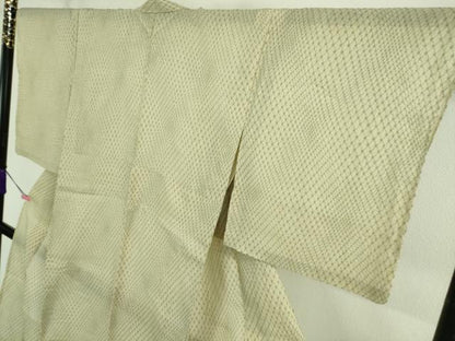 平和屋着物＊極上 夏物 本場小千谷ちぢみ 麻 小花網目文 反端付き 逸品 DZAA9165kh5