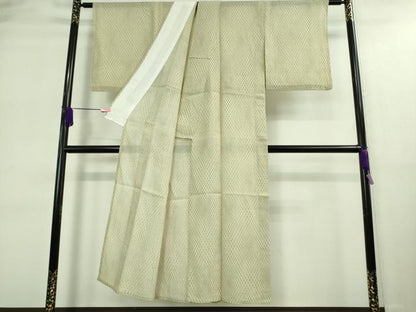 平和屋着物＊極上 夏物 本場小千谷ちぢみ 麻 小花網目文 反端付き 逸品 DZAA9165kh5