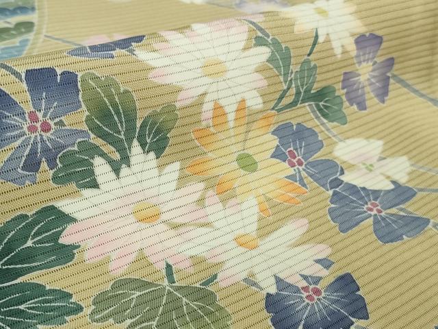 平和屋着物＊極上 夏物 十日町友禅作家 岡村蒼風 訪問着 絽 風景枝花文 枯色地 逸品 DZAA9166kh5