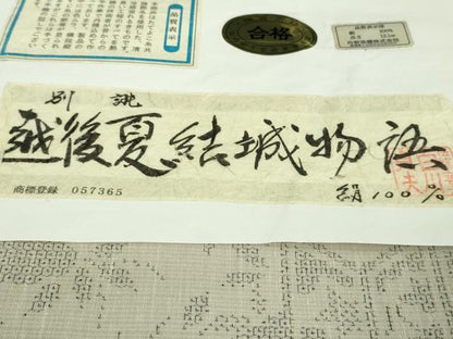 平和屋着物＊極上 夏物 越後夏結城物語 夏結城 100亀甲 御所解文 灰白色地 十日町白新染織謹製 証紙付き 逸品 DZAA9168kh5