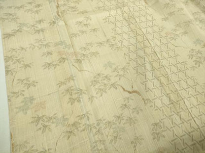 平和屋着物＊極上 夏物 二代目 川村久太郎 生紬 枝葉文 鳥の子色地 逸品 DZAA9170kh5