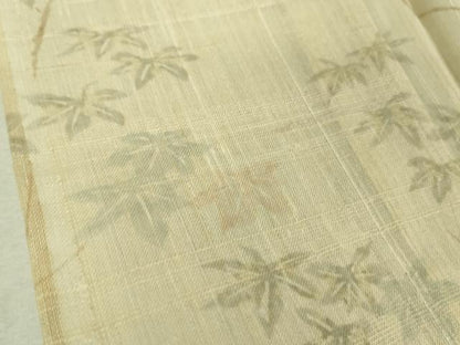 平和屋着物＊極上 夏物 二代目 川村久太郎 生紬 枝葉文 鳥の子色地 逸品 DZAA9170kh5