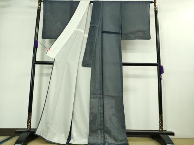 平和屋着物▽極上 訪問着 無双 紗袷 紗×絽 霰文 紺色地 金銀彩 逸品 DZAA9174kh5