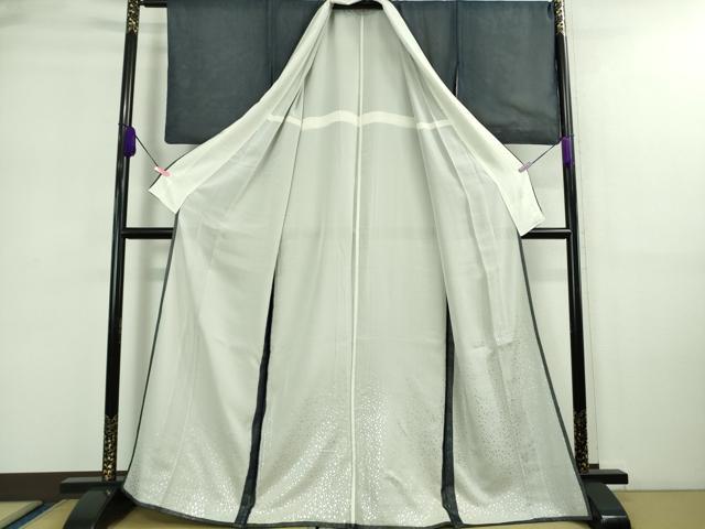 平和屋着物▽極上 訪問着 無双 紗袷 紗×絽 霰文 紺色地 金銀彩 逸品 DZAA9174kh5
