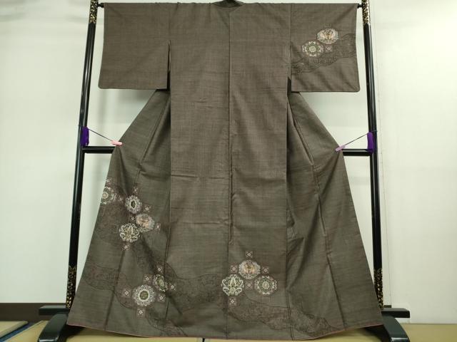平和屋本店■極上　都喜ヱ門　本場大島紬　訪問着　スワトウ刺繍 相良刺繍 9マルキ 双鳥正倉院花文 金糸　藤絹織物謹製　逸品　DZAA9183kh5