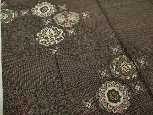 平和屋本店■極上　都喜ヱ門　本場大島紬　訪問着　スワトウ刺繍 相良刺繍 9マルキ 双鳥正倉院花文 金糸　藤絹織物謹製　逸品　DZAA9183kh5