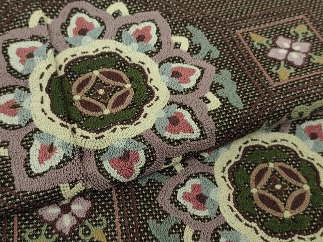 平和屋本店■極上　都喜ヱ門　本場大島紬　訪問着　スワトウ刺繍 相良刺繍 9マルキ 双鳥正倉院花文 金糸　藤絹織物謹製　逸品　DZAA9183kh5