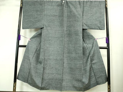 平和屋着物■極上　男性　紬　アンサンブル　長羽織　灰色　羽裏・鳥獣戯画　逸品　未使用　DZAA9202kh5