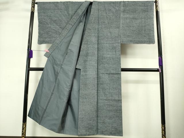 平和屋着物■極上　男性　紬　アンサンブル　長羽織　灰色　羽裏・鳥獣戯画　逸品　未使用　DZAA9202kh5
