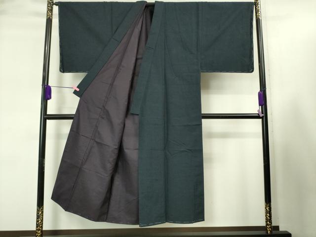 平和屋着物■極上 男性 紬 アンサンブル 長羽織 色無地 濃い藍墨茶色 逸品 未使用 DZAA9205kh5