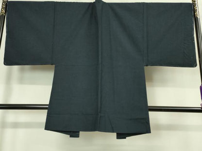 平和屋着物■極上 男性 紬 アンサンブル 長羽織 色無地 濃い藍墨茶色 逸品 未使用 DZAA9205kh5