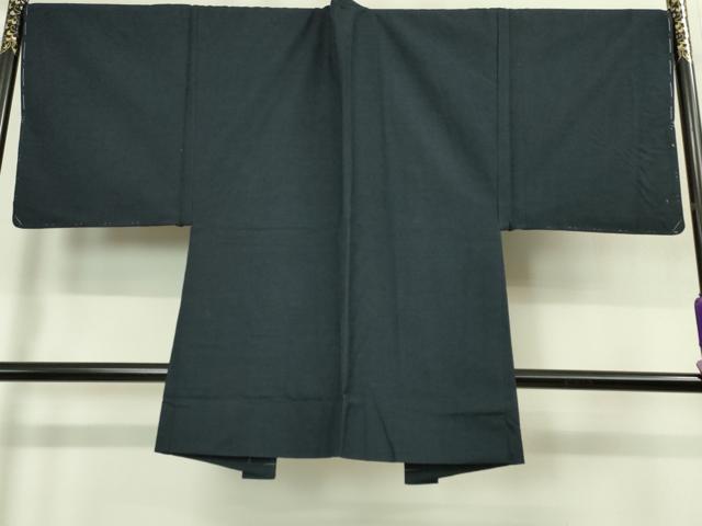 平和屋着物■極上 男性 紬 アンサンブル 長羽織 色無地 濃い藍墨茶色 逸品 未使用 DZAA9205kh5