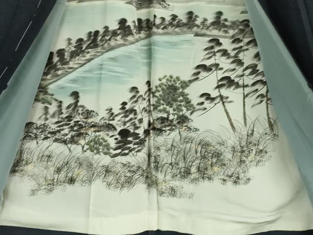 平和屋着物■極上 男性 紬 アンサンブル 長羽織 色無地 濃い藍墨茶色 逸品 未使用 DZAA9205kh5
