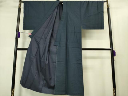 平和屋着物●極上　男性　お召　アンサンブル　濃藍色地　逸品　未使用　DZAA9207kh5