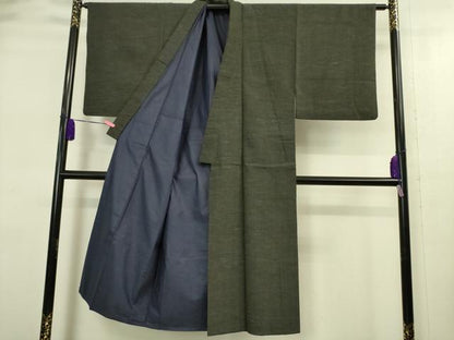 平和屋着物■極上 男性 紬 アンサンブル 長羽織 濃い千歳茶色 羽織紐付き 逸品 DZAA9214kh5