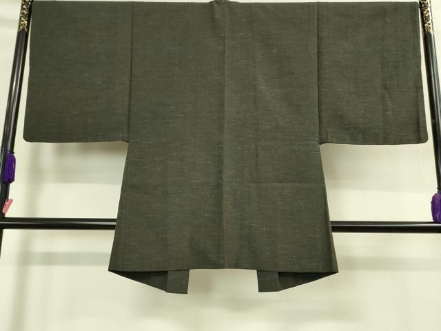 平和屋着物■極上 男性 紬 アンサンブル 長羽織 濃い千歳茶色 羽織紐付き 逸品 DZAA9214kh5