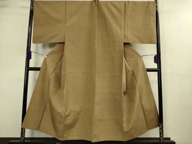 平和屋本店■極上　男性　紬　アンサンブル　キングサイズ　長羽織　色無地　朽葉色　逸品　DZAA9215kh5