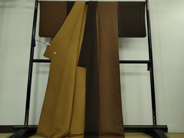 平和屋着物○極上 訪問着 片身替わり 似せ紫色地 鬼しぼ縮緬