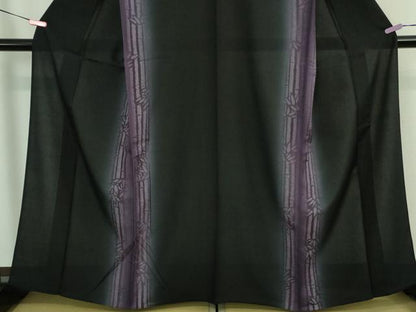 平和屋着物＊極上 夏物 紗紬 笹竹間道 黒地 逸品 DZAA9219kh5