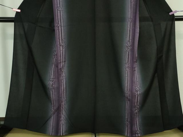 平和屋着物＊極上 夏物 紗紬 笹竹間道 黒地 逸品 DZAA9219kh5