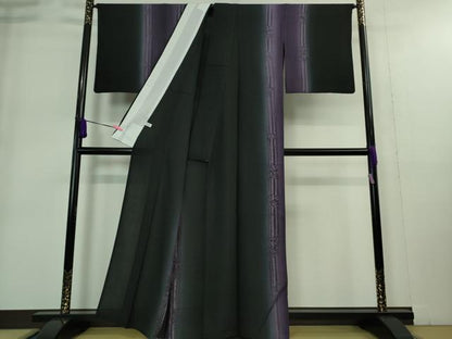 平和屋着物＊極上 夏物 紗紬 笹竹間道 黒地 逸品 DZAA9219kh5