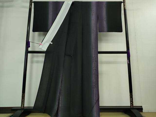 平和屋着物＊極上 夏物 紗紬 笹竹間道 黒地 逸品 DZAA9219kh5