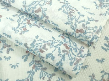 平和屋着物＊極上 夏物 本場小千谷ちぢみ 麻 草花文 白地 逸品 DZAA9223kh5