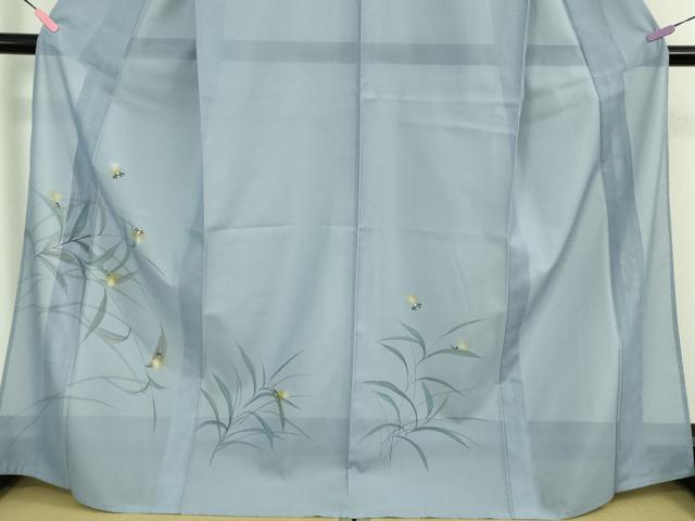 平和屋着物＊極上 夏物 訪問着 絽 手描き 蛍 青藤色地 暈し染め 金彩 洗える着物 逸品 DZAA9224kh5