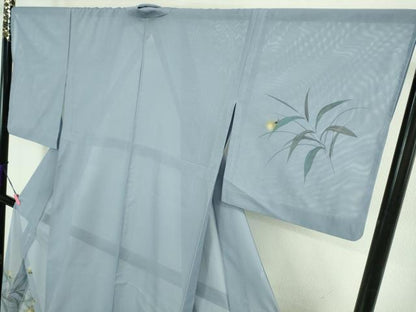 平和屋着物＊極上 夏物 訪問着 絽 手描き 蛍 青藤色地 暈し染め 金彩 洗える着物 逸品 DZAA9224kh5