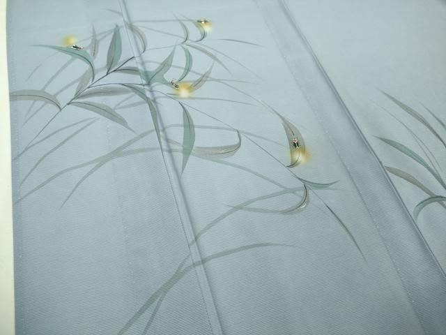 平和屋着物＊極上 夏物 訪問着 絽 手描き 蛍 青藤色地 暈し染め 金彩 洗える着物 逸品 DZAA9224kh5