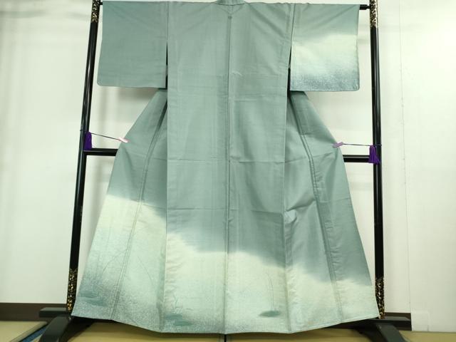 平和屋着物▽極上 石川県指定無形文化財 牛首紬 白山工房 手織り 訪問着 単衣 草葉文 逸品 未使用 DZAA9226kh5