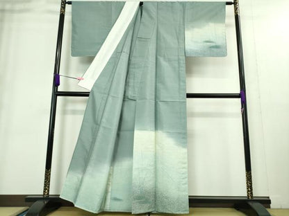 平和屋着物▽極上 石川県指定無形文化財 牛首紬 白山工房 手織り 訪問着 単衣 草葉文 逸品 未使用 DZAA9226kh5