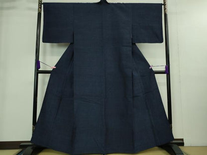 平和屋着物▽極上 本場結城紬 重要無形文化財 単衣 色無地 濃藍色 証紙付き 逸品 未使用 DZAA9234kh5