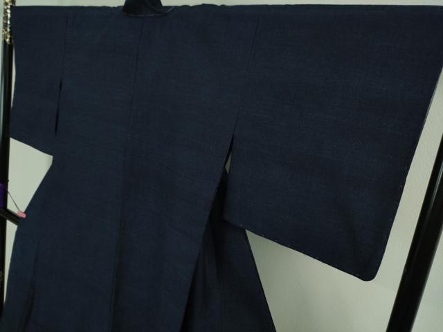 平和屋着物▽極上 本場結城紬 重要無形文化財 単衣 色無地 濃藍色 証紙付き 逸品 未使用 DZAA9234kh5