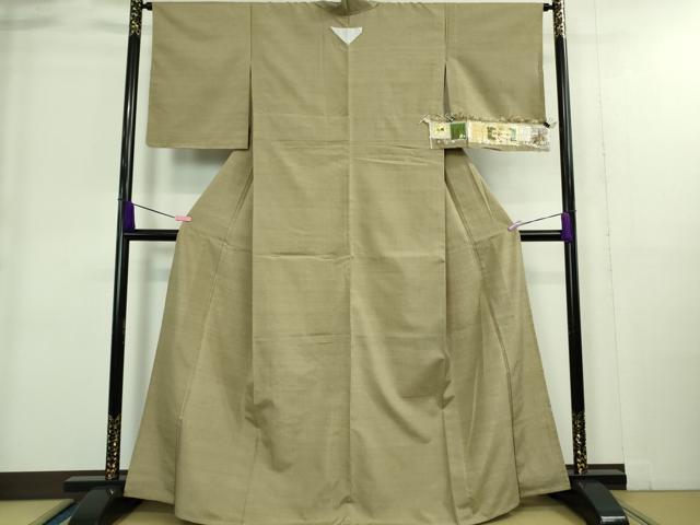 平和屋着物▽極上 結城紬 単衣 草木染 結城玉紬 結織苑 色無地 空五倍子色 証紙付き 逸品 未使用 DZAA9235kh5