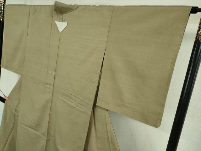 平和屋着物▽極上 結城紬 単衣 草木染 結城玉紬 結織苑 色無地 空五倍子色 証紙付き 逸品 未使用 DZAA9235kh5