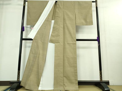 平和屋着物▽極上 結城紬 単衣 草木染 結城玉紬 結織苑 色無地 空五倍子色 証紙付き 逸品 未使用 DZAA9235kh5