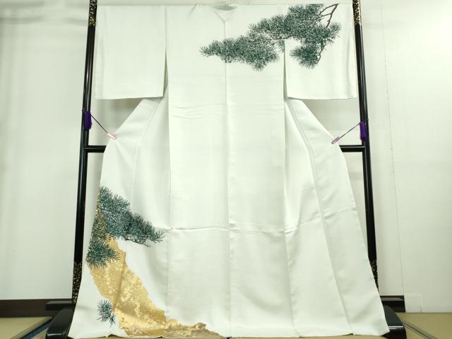 平和屋本店■希少　訪問着　永治屋清左衛門　本金老松図　月白色地　金糸　永井織物　ロング丈　逸品　未使用　DZAA9241kh5