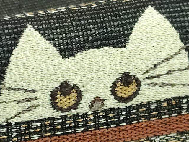 平和屋着物＊極上 夏物 染織の名門 しょうざん 生紬 九寸名古屋帯 ネコ 猫 黒地 逸品 DZAA9256kh5